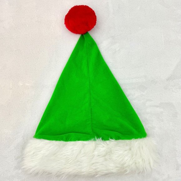 Costumes USA Christmas Holiday Elf Santa Hat Adult One Size Green White Red - Picture 2 of 4